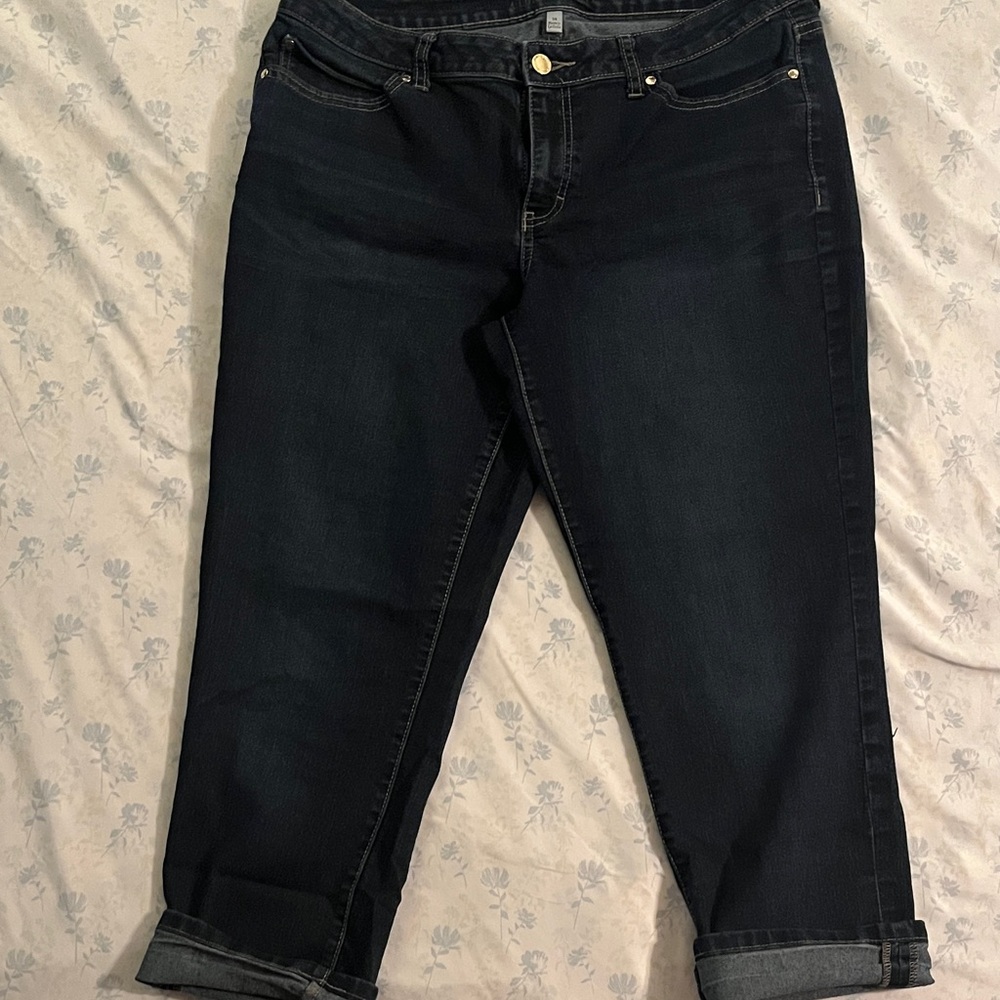 Jennifer Lopez Dark Blue Cropped Jeans